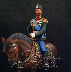 HQ PAINTED MINIATURE  Emperor Nicholas II in the Uniform of the Colonel of the First Battery of Guards Horse Artillery, 1895  90 mm