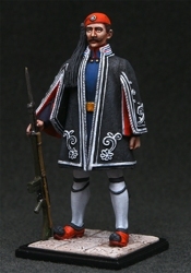 UNPAINTED KIT (disassembled). +Modern World. Greece. +Presidential Guard. Evzonе in cold weather cloak
